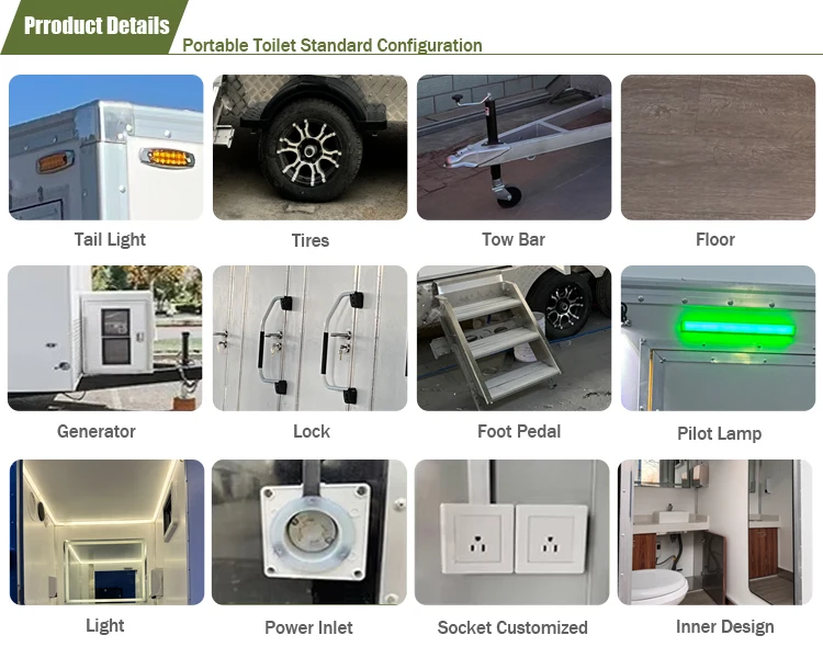 Portable Prefab Rent Outdoor Restroom Trailer Mobile Toilet Portable Restroom Shower Toilet Trailer for Sale