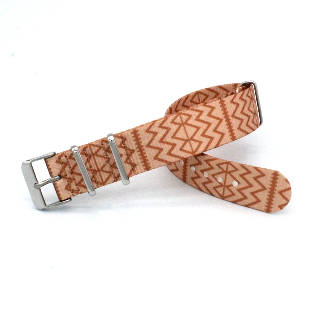 New Pattern Custom Hot Printed Fabric Woven Polyester Nylon Camo Watch Watch Strap Band 20mm Wholesale Manufacturer