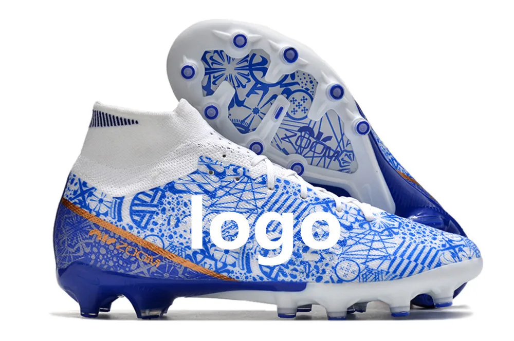 Лидер продаж, популярный дизайн, уличные тренировочные футбольные бутсы, Синие футбольные бутсы для мужчин