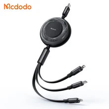 Mcdodo 522 3 in 1 USB C Retractable Cable PD100W toC + L+ M 3 in 1 100W USB C Fast Charging Cable For Laptop Tablet Mobile Phone