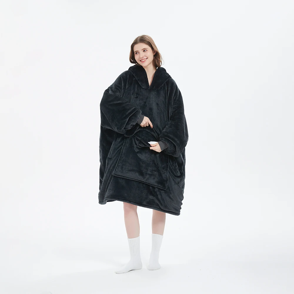 Factory Custom One Size Fits All Printed Christmas Oversized Wearable Giant Hoodie Blanket Sweatshirt Adult Hooded TV Blanket