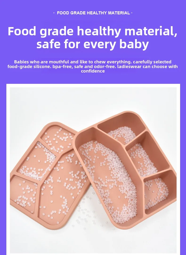 Sealed Large Capacity Silicone Lunch Box Fresh-keeping Bento Box with Four Compartment Microwave Heatable Food Container factory