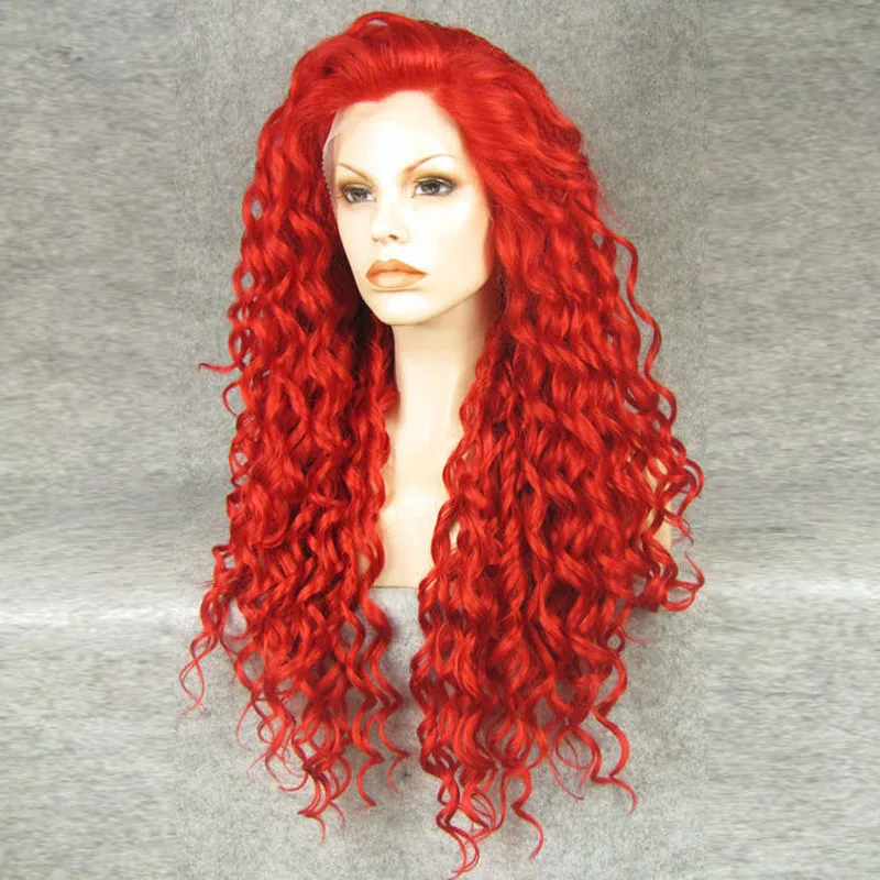 long curly bright red hair