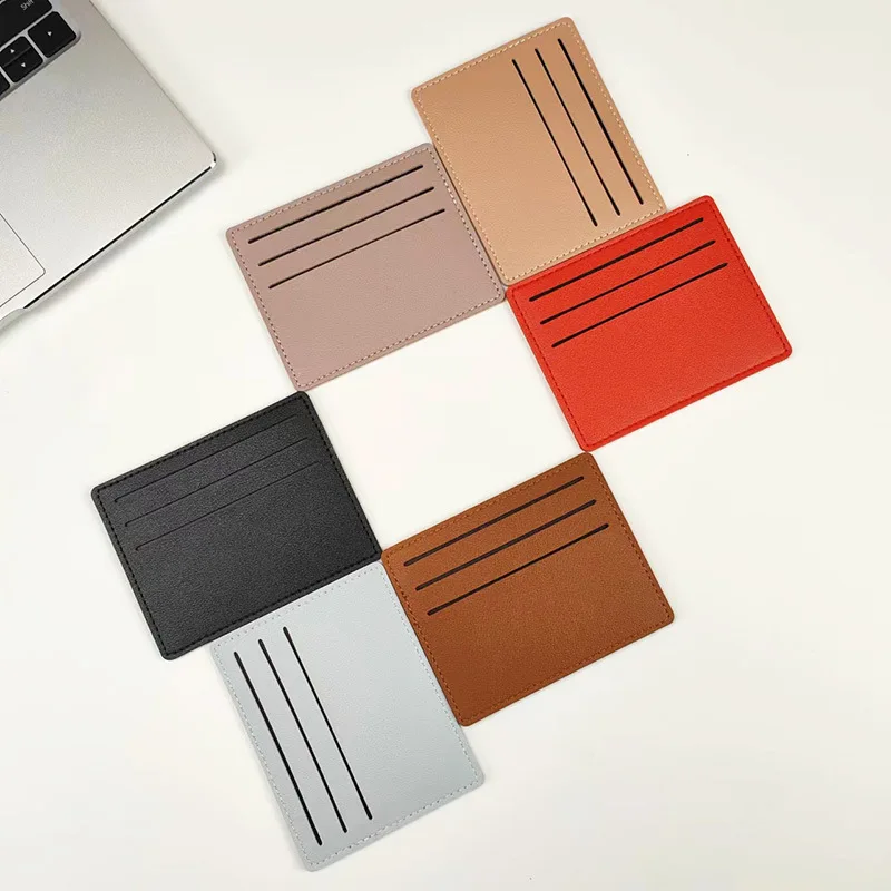 Custom Printing Logo Slim Small Size Credit Id Card Organizer Pu Leather Card Holder Wallet