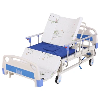 Multi-Function Lateral Turning Crank Medical Nursing Bed Full Curved  ICU Patient Hospital Bed Toilet Potty Hole Home Care Bed