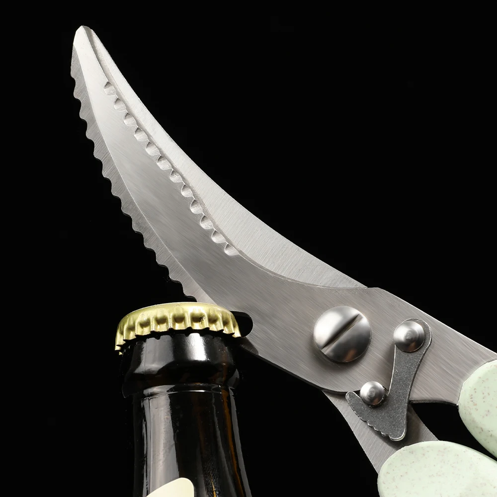 Colorful Kitchen Tools Power Chicken Bone and Fish Vegetables Cutting Scissors with Beer Opener for Home Use