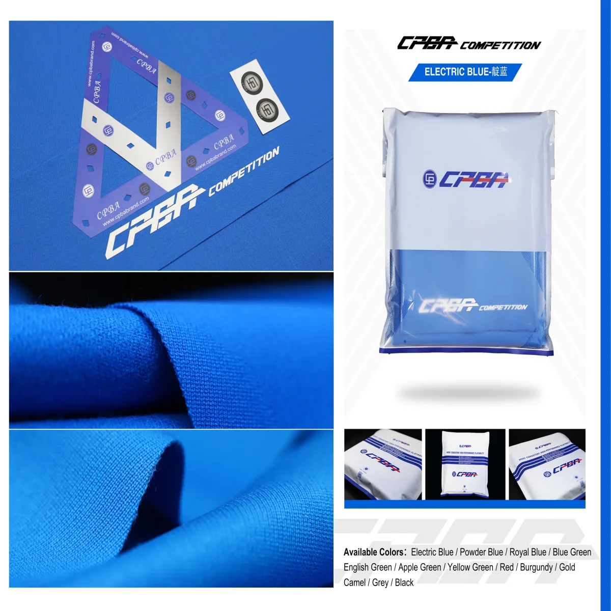 ビリヤード　CPBA Competitionクロス9ft エレクトリックブルー CPBA Competition Cloth - Original Genuine Blue Orange Grey 9ft