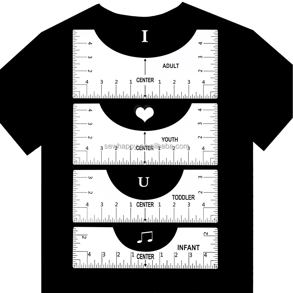 4pcs t-shirt alignment ruler guide tool