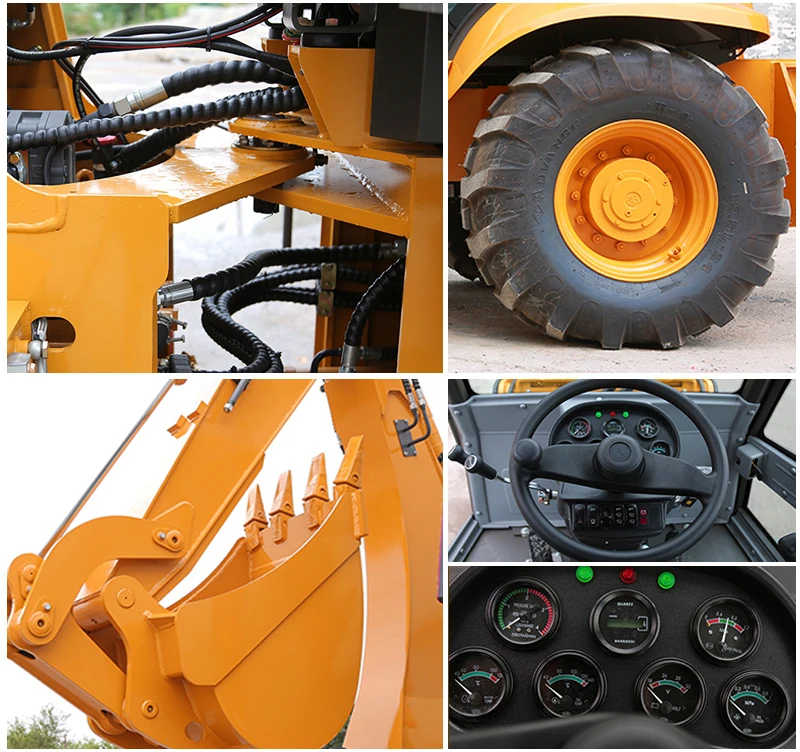 Компактный строительный экскаватор-экскаватор цена 4x4 небольшой мини фронтальный погрузчик экскаватор с резиновой шиной и