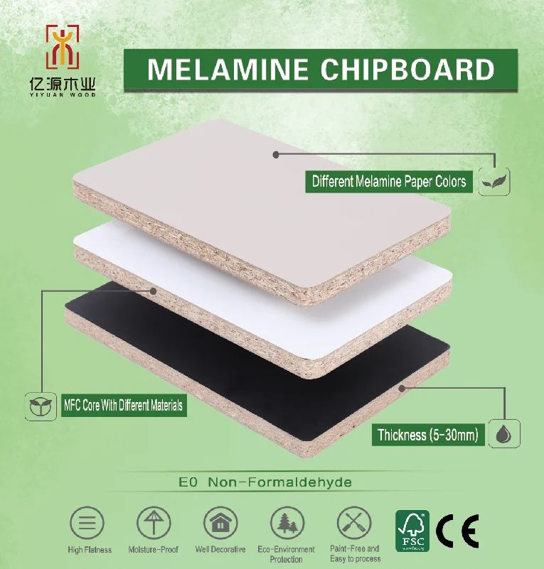 4x8 E1 Grade Waterproof Wood Grain Melamine Board Melamine Particle ...