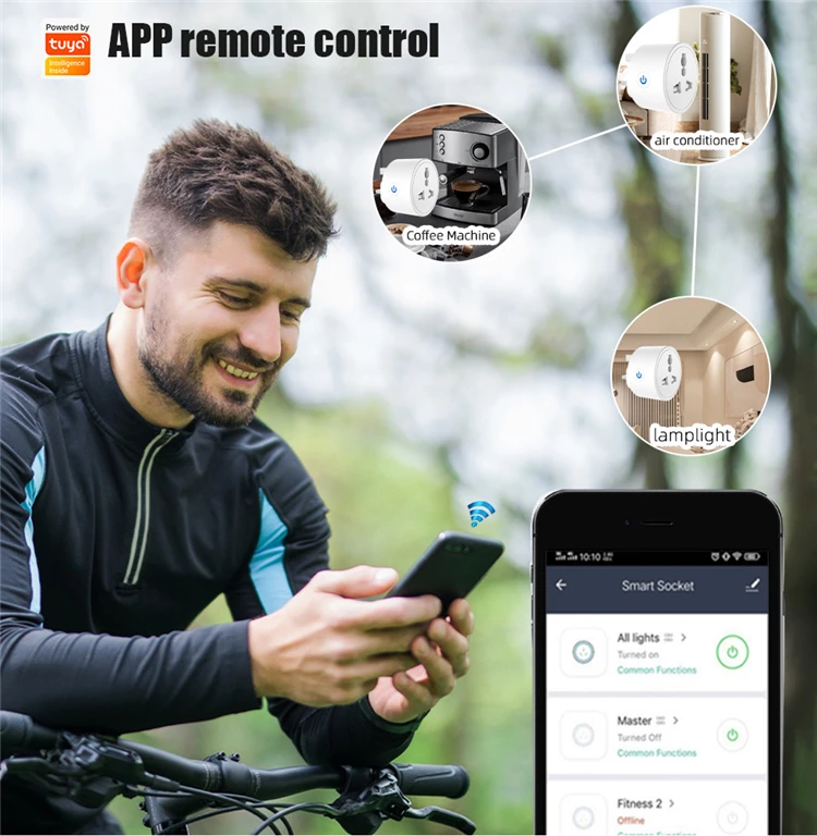 Universal Standard Travel Socket British Standard Universal Hole Tuya Wifi 16A Smart Voice Control Remote Timing Socket