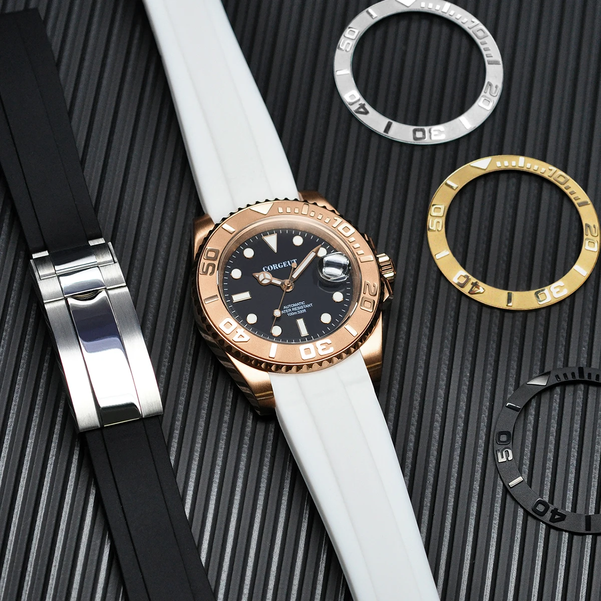 CORGEUT 40mmサファイアラバーストラップ10ATM夜光ダイバーズウォッチ 