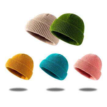 Custom Plain Winter Beanies Knitted Hat Blank Winter Warm Fisherman Beanie Hats with Your Logo
