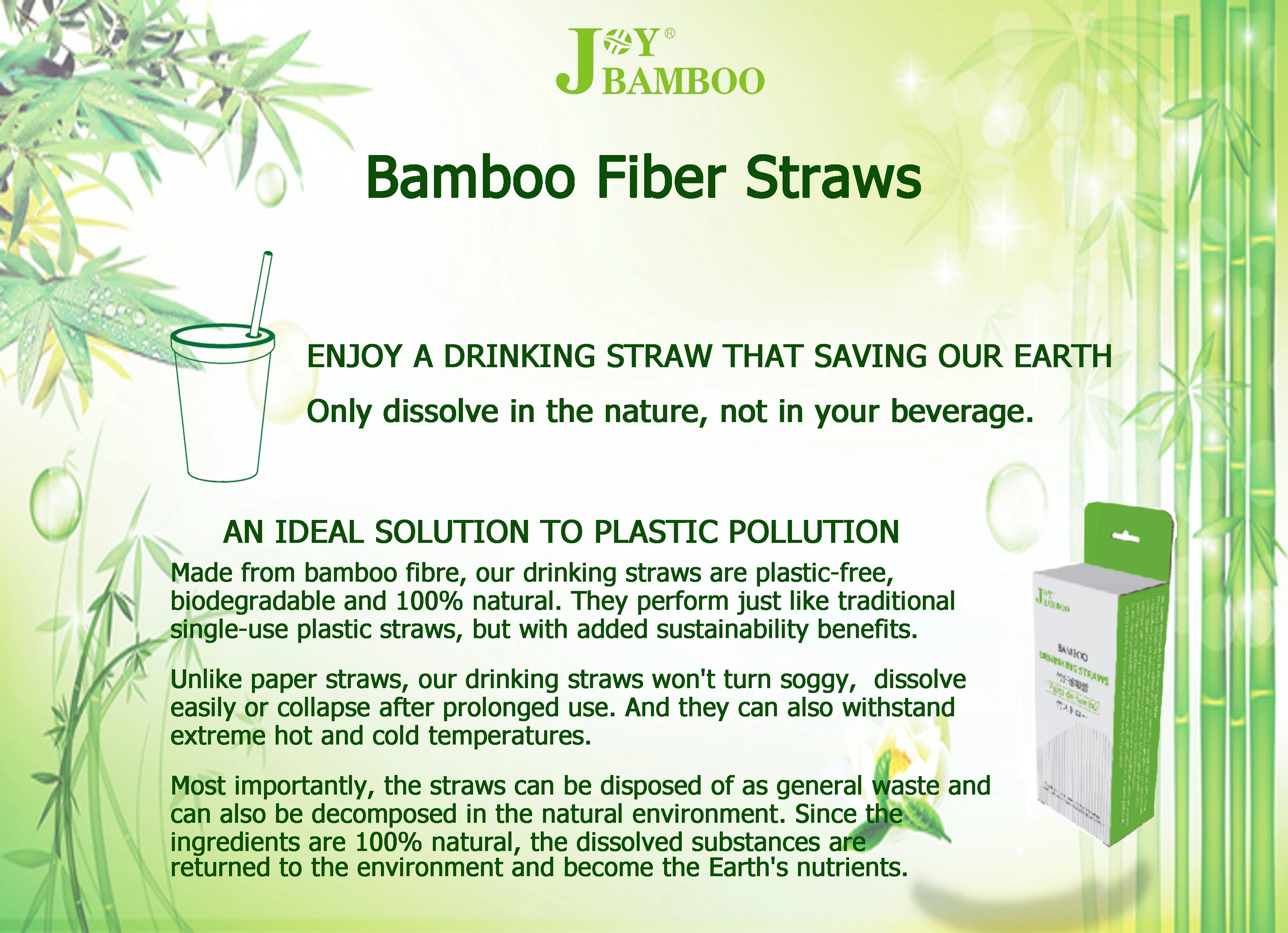 Boba Bamboo Straws, Individually Paper Wrapped (12mm x 21cm