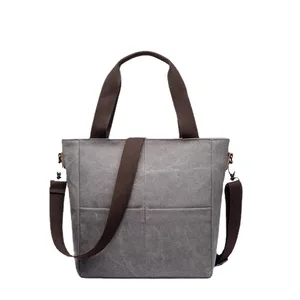 Custom New Style Fashional Splice Canvas Women Tote Bag Satchel Work Travel Canvas Shoulder Crossbody Bag