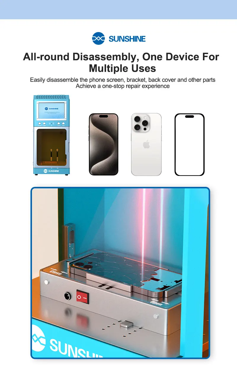SUNSHINE SS-890B Pro Max Intelligent AI Voice Control UV Laser Machine, Autofocus Cold Light Laser for Phone Back Cover Removal