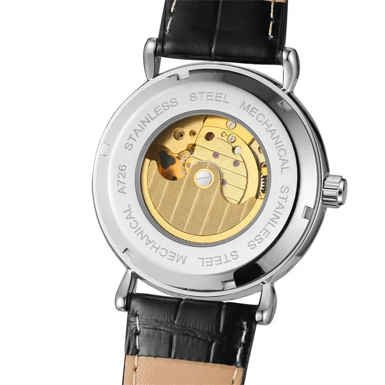 Стильные механические часы-победитель 8271 из Китая, новейшие механические часы из натуральной кожи с водонепроницаемообразным ремешком, автоматические Простые повседневные ручные часы