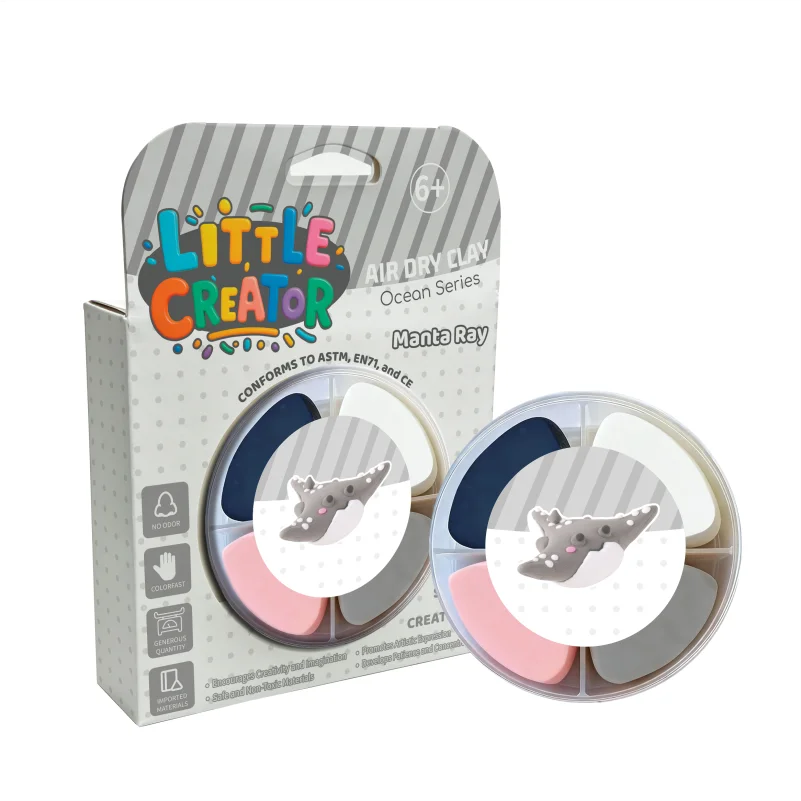 リトル・クリエイター 海洋シリーズ空気乾燥粘土キット―マンタレイ（6歳以上対象）｜無毒・非粘着性のDIY海洋生物クラフトギフト