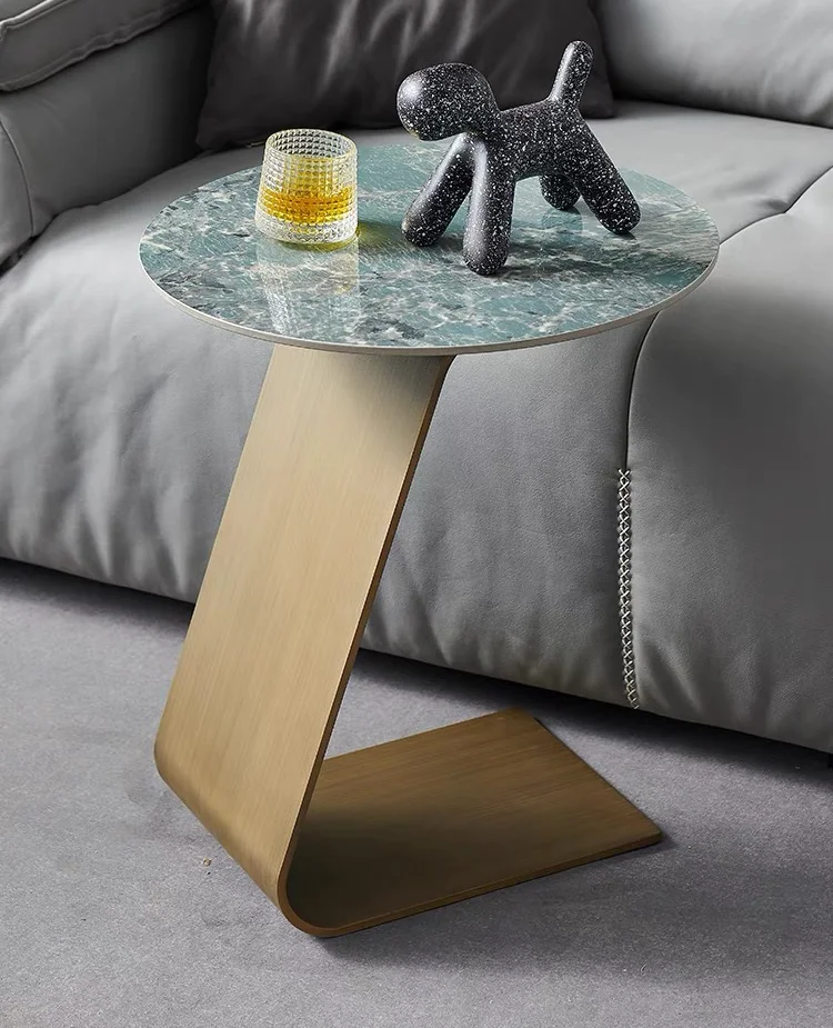 Luxury Design Coffee Table Gold Marble Top Hotsale Stainless Steel Side