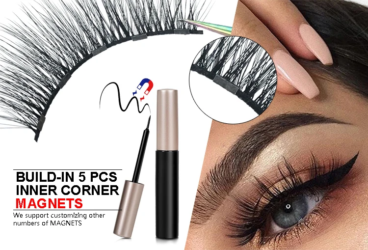 Магнитные ресницы и магнитная подводка для глаз с пользовательскими коробками свободного дизайна