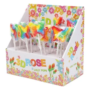 Customized Rose Sugar Lollipops High-Looking Fruity Flavored Candy Snacks Valentine's Day Gifts for Children Box Packaging