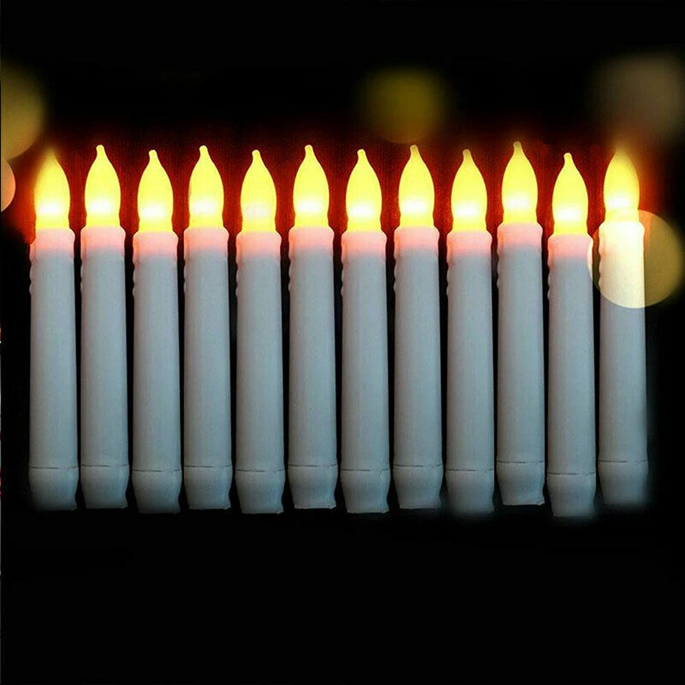 Flamelesss LED Taper Candles With Warm White Flickering Flame Light