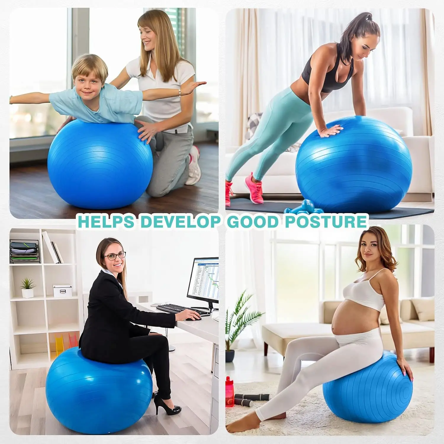 Exercise Pilates Yoga Ball Multiple Sizes Stability Swiss Ball