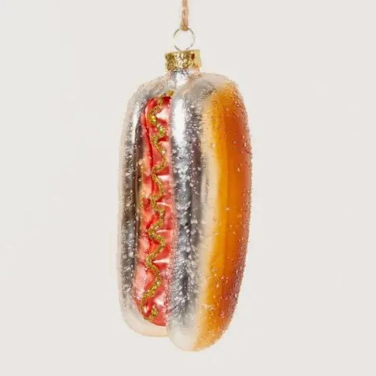 Small grilled cheese breakfast sub subway meat chicken bread sandwich meal snack fast food glass christmas tree ornament hanging