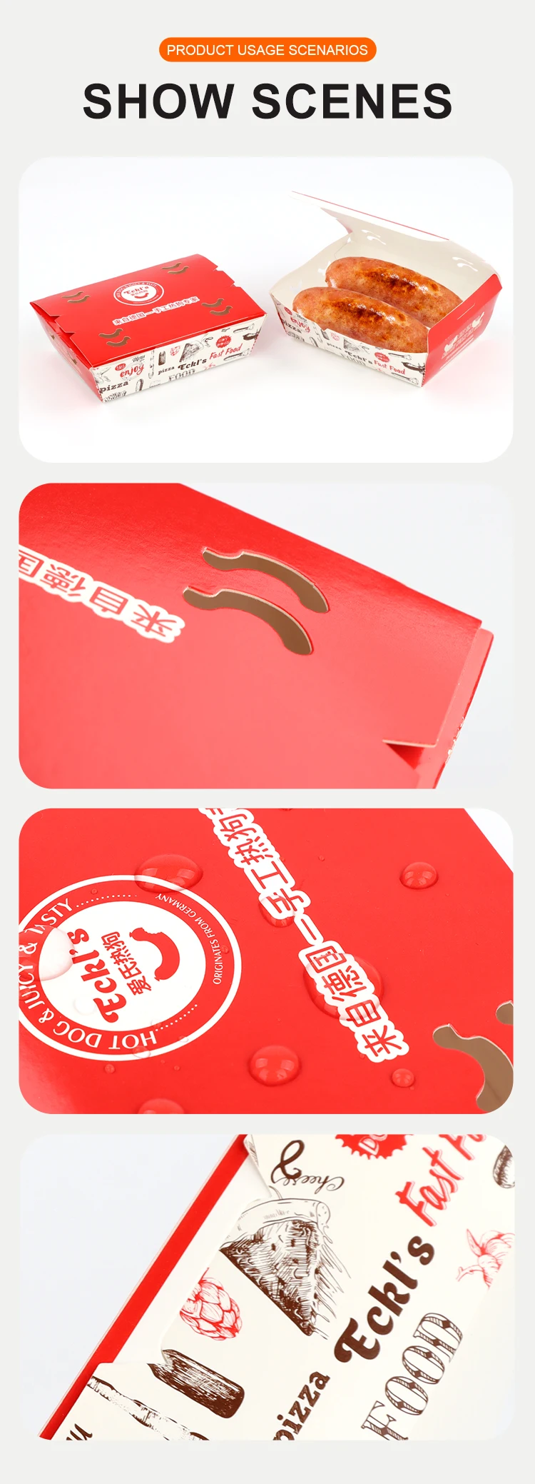 product custom white cardboard recycled hot dog fried chicken paper box packaging container with foil for corn fast food custom logo-9