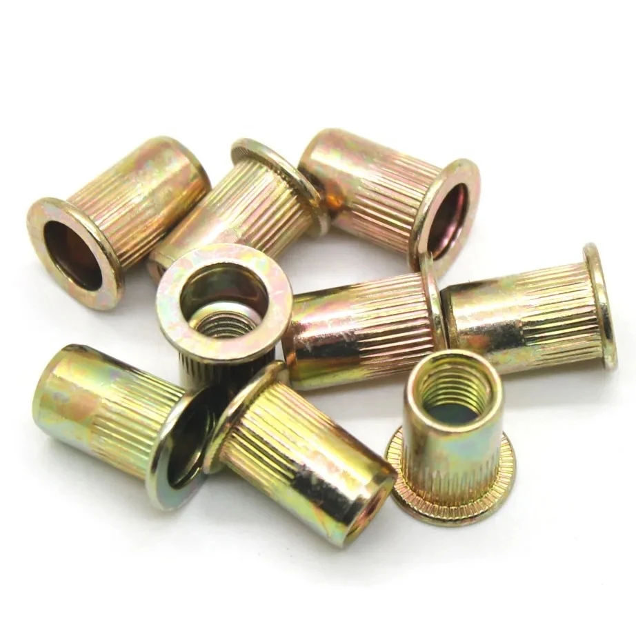 Galvanized Carbon Steel Stainless Steel Flat Head Knurled Rivet Nut  Zinc Plating for Industry supplier