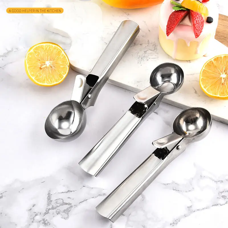 Easy Release High Quality Material Dessert Utensils Stainless Steel Ice Cream Scoop Ice Cream Server With Trtigger