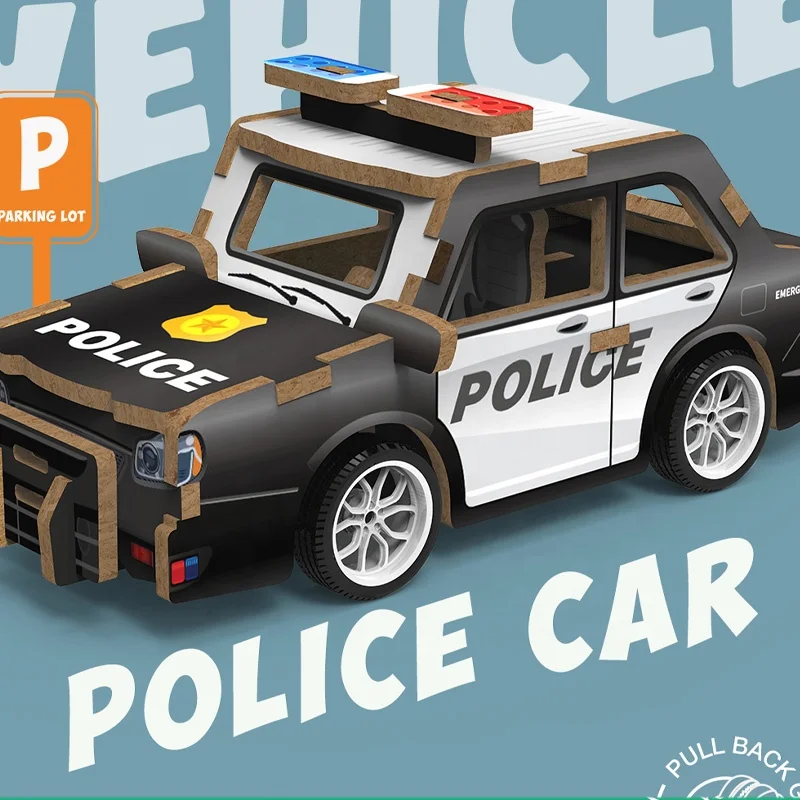 Modèle de puzzle 3D en bois pour enfants, camion de pompiers, ambulance, puzzle DIY pour enfants