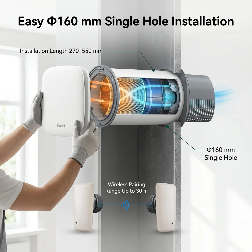 Single Room Hrv Ventilator, Wall, 110V-240V-50-60Hz - detail 6