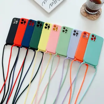 Mobile phones Silicone Case Necklace Lanyard Cross body Neck Strap/Cord/Rope Phone Case For Iphone 13 Pro Max 12 11 XR