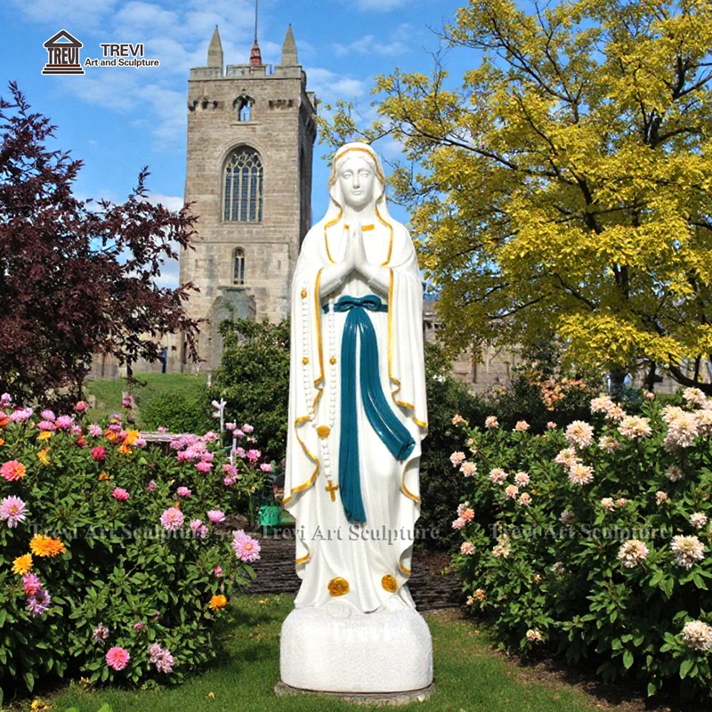 TREVI Classic Painted Marble Stone Virgin Mary Statues Religious Figure Sculpture for Catholic Church