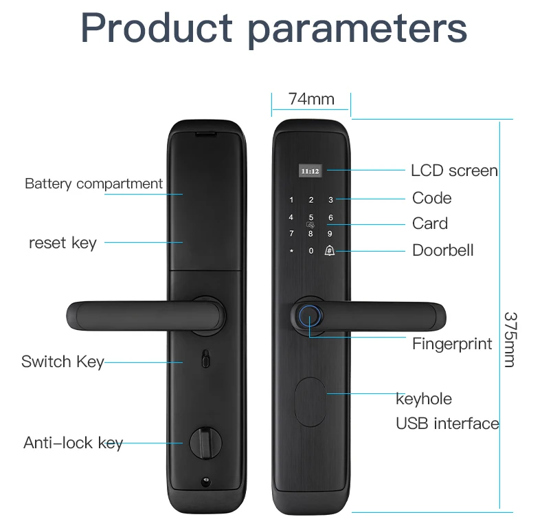 Home Smart Security Tuya Intelligent Apartment Home Office Fingerprint Electr Door Lock Smart Anti Theft Main Door Lock