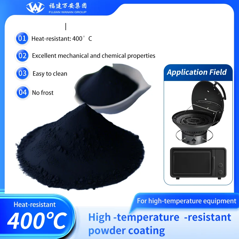 Black Metal Electrostatic Powder Coat with Smooth for and Wrinkle Resistance Spray Application for Boat & Furniture Paint