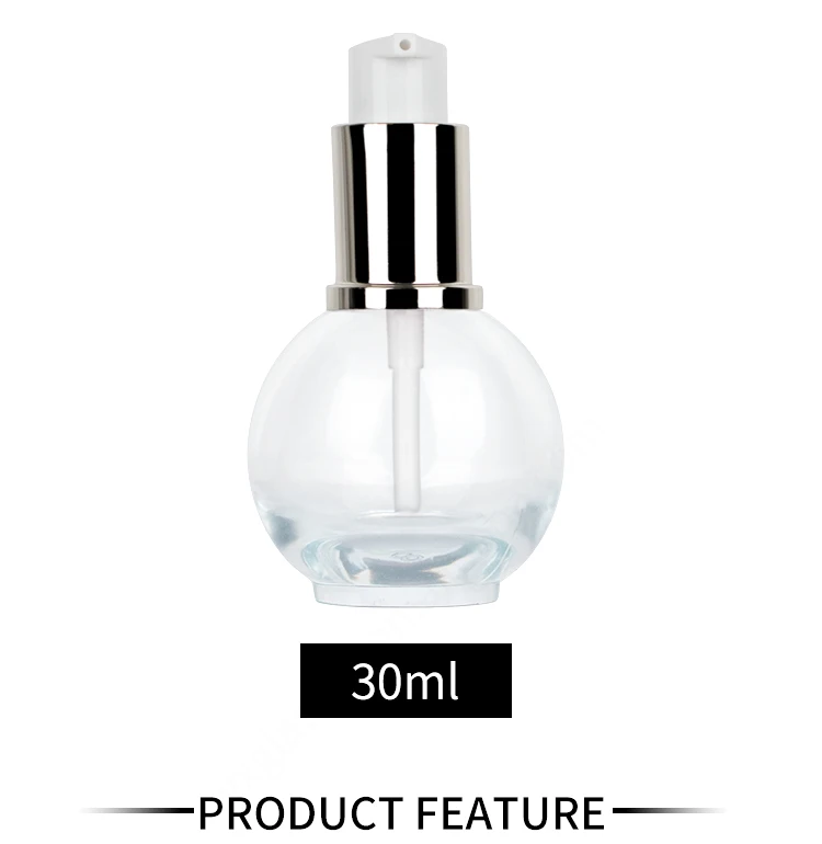 30Ml 1oz Ball Shaped Serum Empty Lotion Serum Cream Cosmetic Skincare Glass Pump Bottles With Pump details