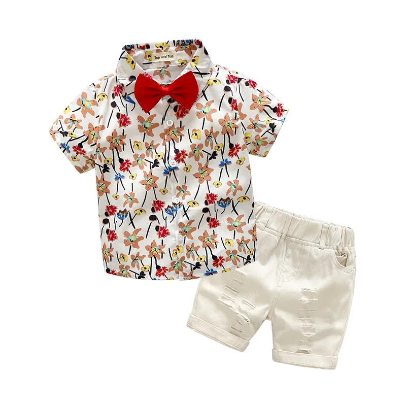2Pcs Toddler Kids Baby Boys Casual Shirt Tops+Shorts Pants Outfits Clothes Set 