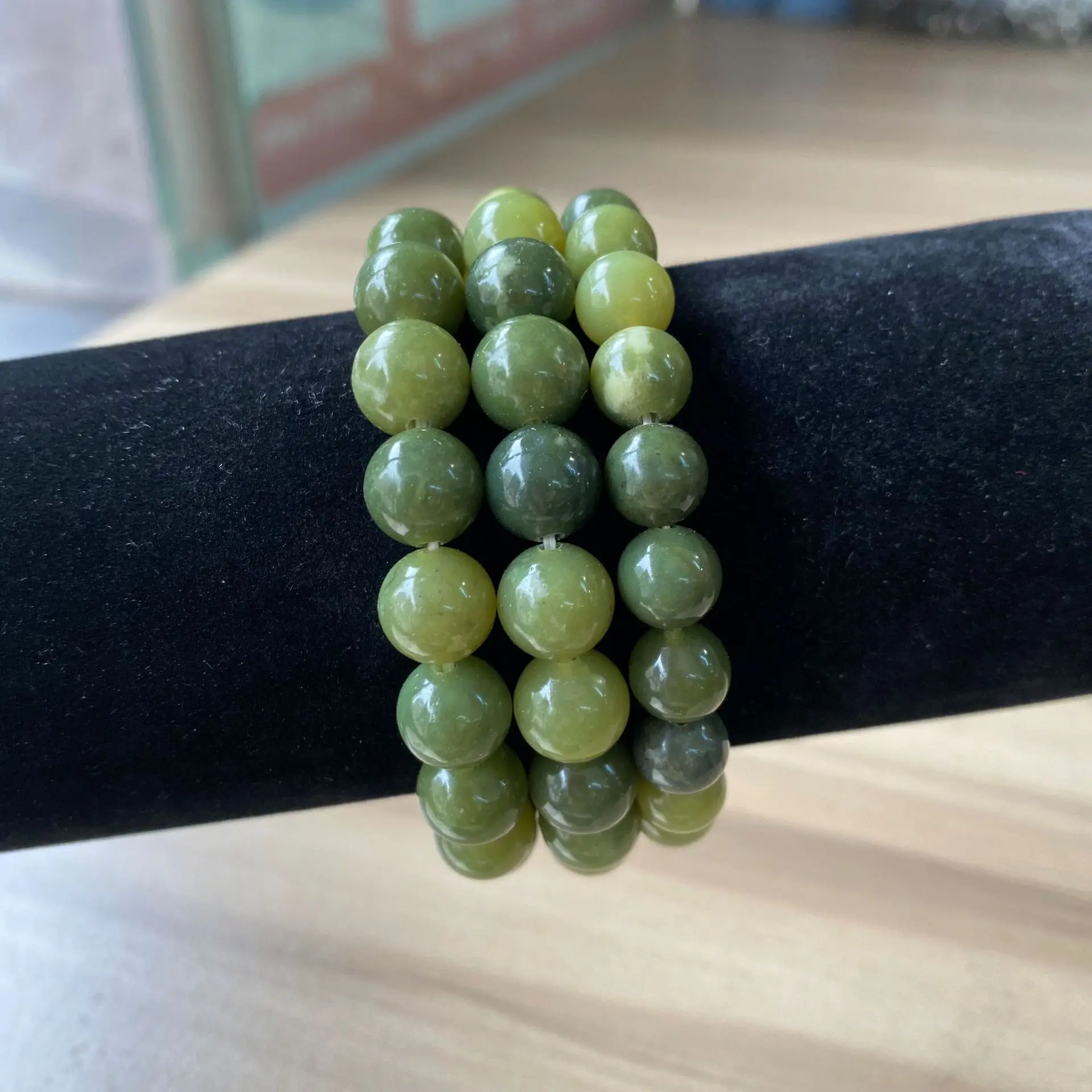 Jade Bracelet, Brown Jade Bracelet, 14mm Gemstone Beads, Boho Bracelet, Pray, Stone Jewelry, Stretch, Gifts, store Man, Woman, Good Luck Bracelet