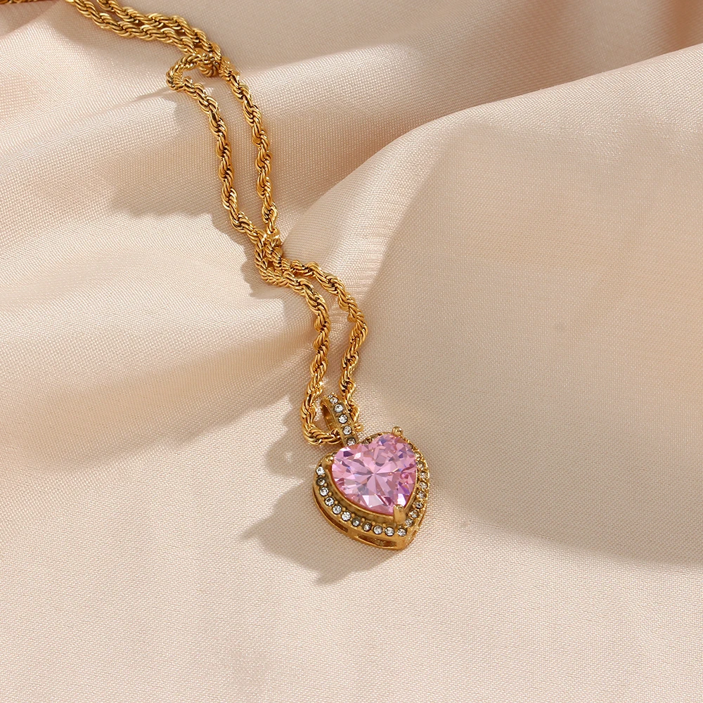 Custom Heart Shaped Diamond Colorful Cubic Zircon Bridal 18k Gold 