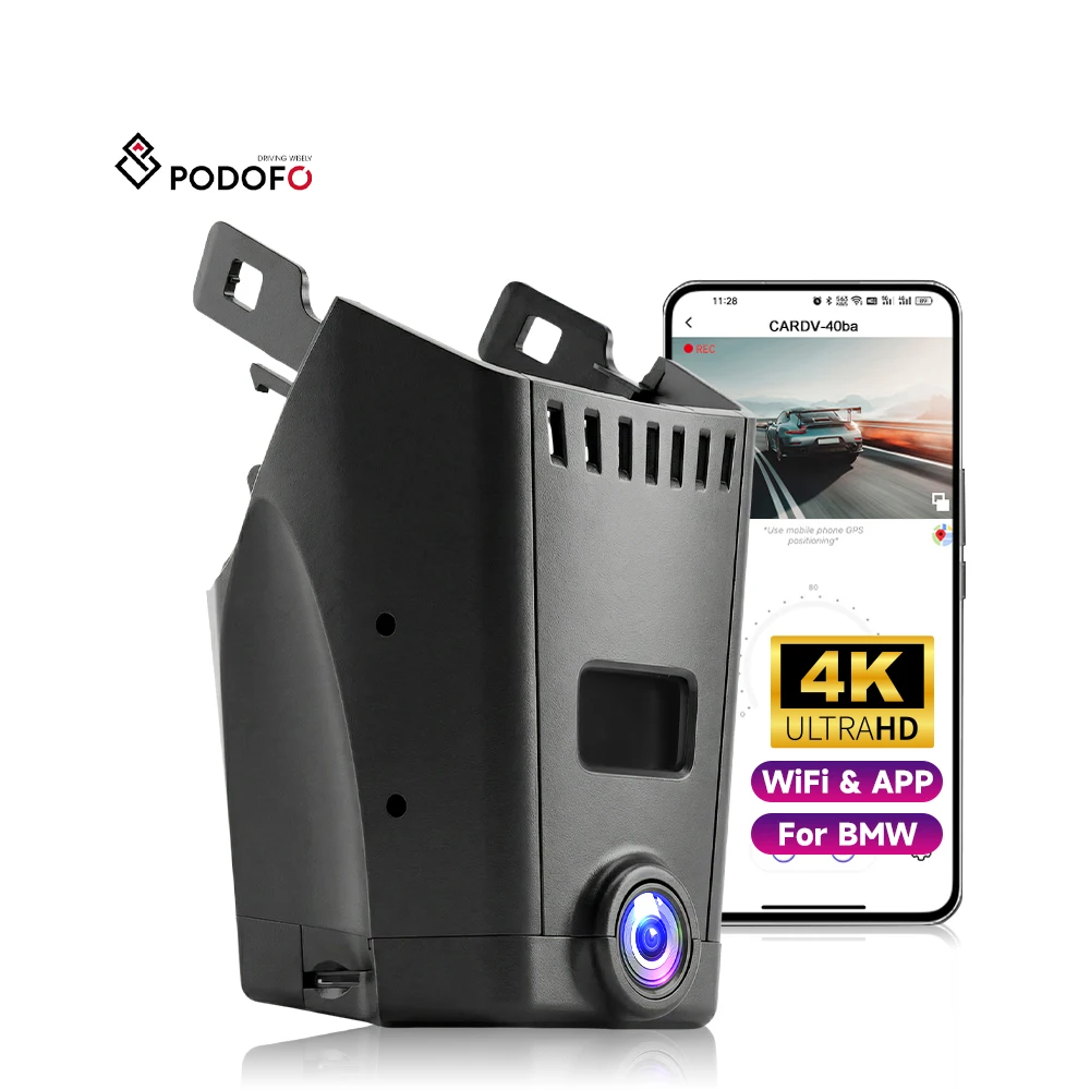 Podofo Hd 4K Dash Cam for BMW 2018-2023 5/7 Series Car Black Box DVR WiFi Plug & Play Night Vision Loop Recording G-Sensor ODM L6009