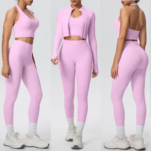 Hot Selling Quick Dry Women's Casual Sports Set Sportswear Manufacture Fitness Gym Set of 3 for Women Gym Wear
