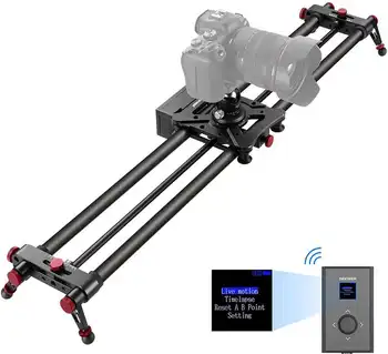 Neewer 31.5/80cm Motorized Camera Slider,2.4G Wireless Control Carbon Fiber Dolly Rail Camera Slider,Support Video Mode,Time