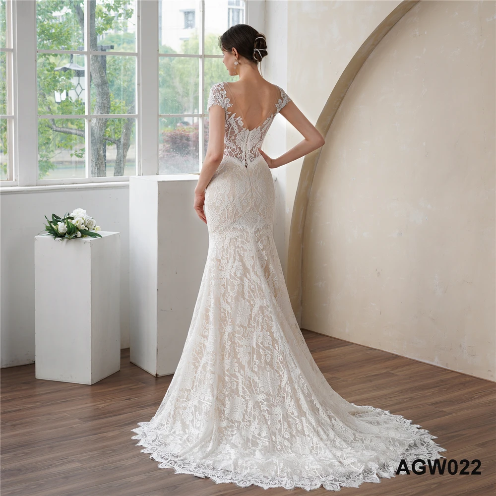 Elegant Slim Fit High Stretch Lace Mermaid Wedding Dress Appliques Tulle Chiffon Engagement Party Church Women Wedding Dresses Elegant Slim Fit High Stretch Lace Mermaid Wedding Dress Appliques Tulle Chiffon Engagement Party Church Women Wedding Dresses