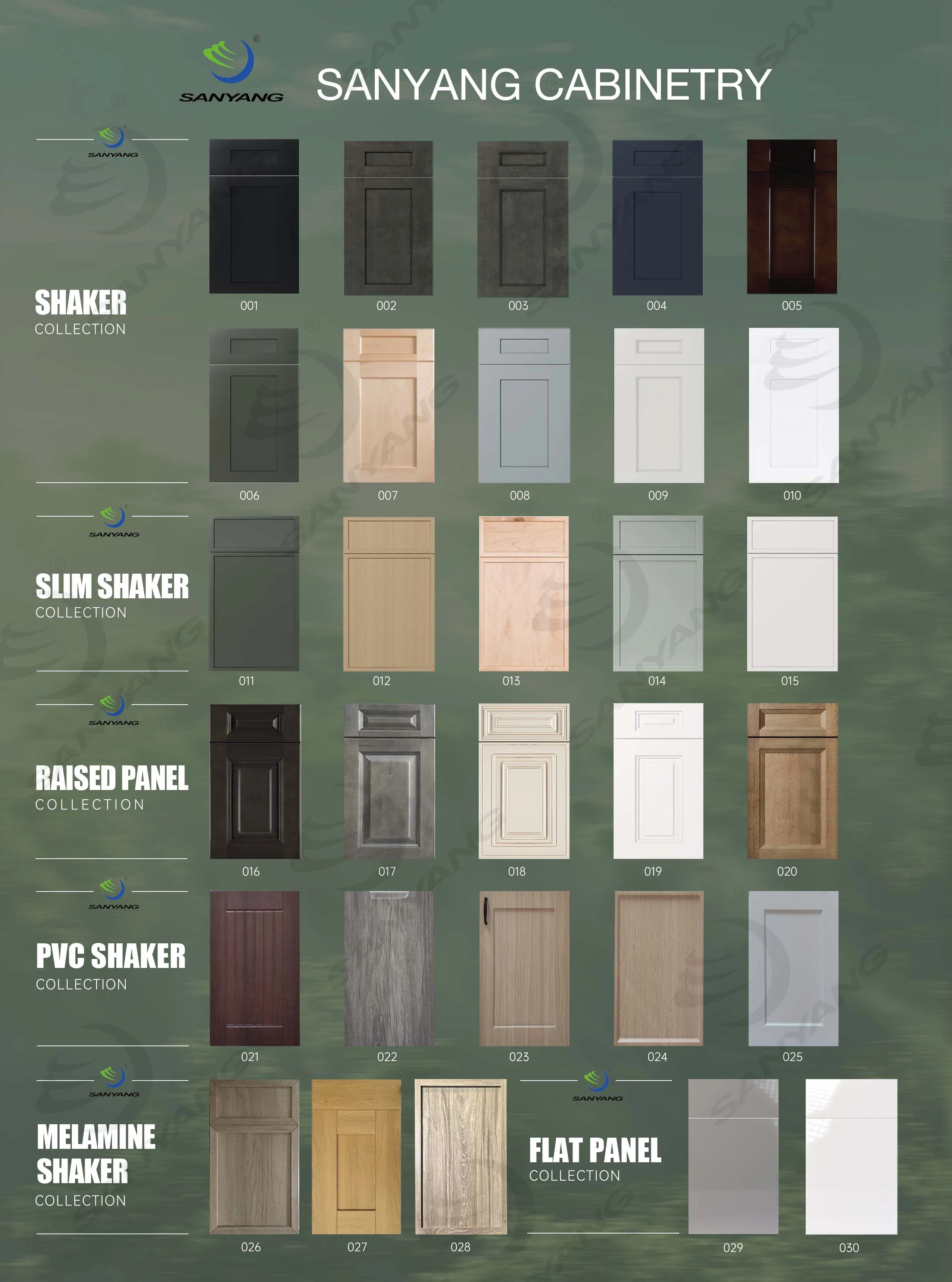 Modern Custom Color RTA Solid Wood Slim Shaker Green Kitchen Cabinets Ready to Assemble Kitchen Cabinet With Island