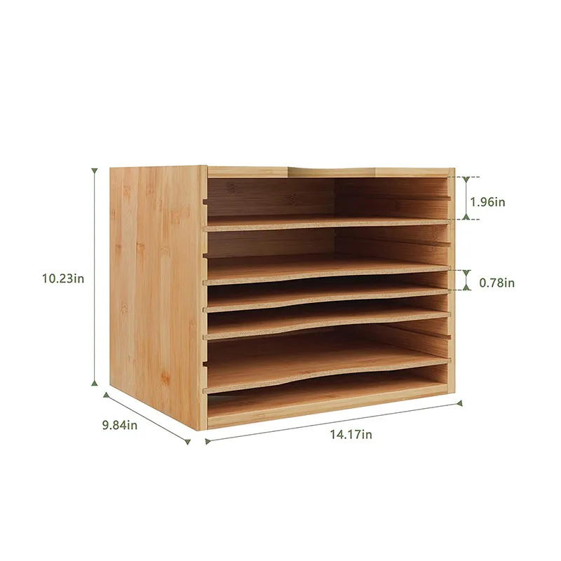 5-Layer Bamboo Desktop File Storage Rack Multi-Function Foldable File ...