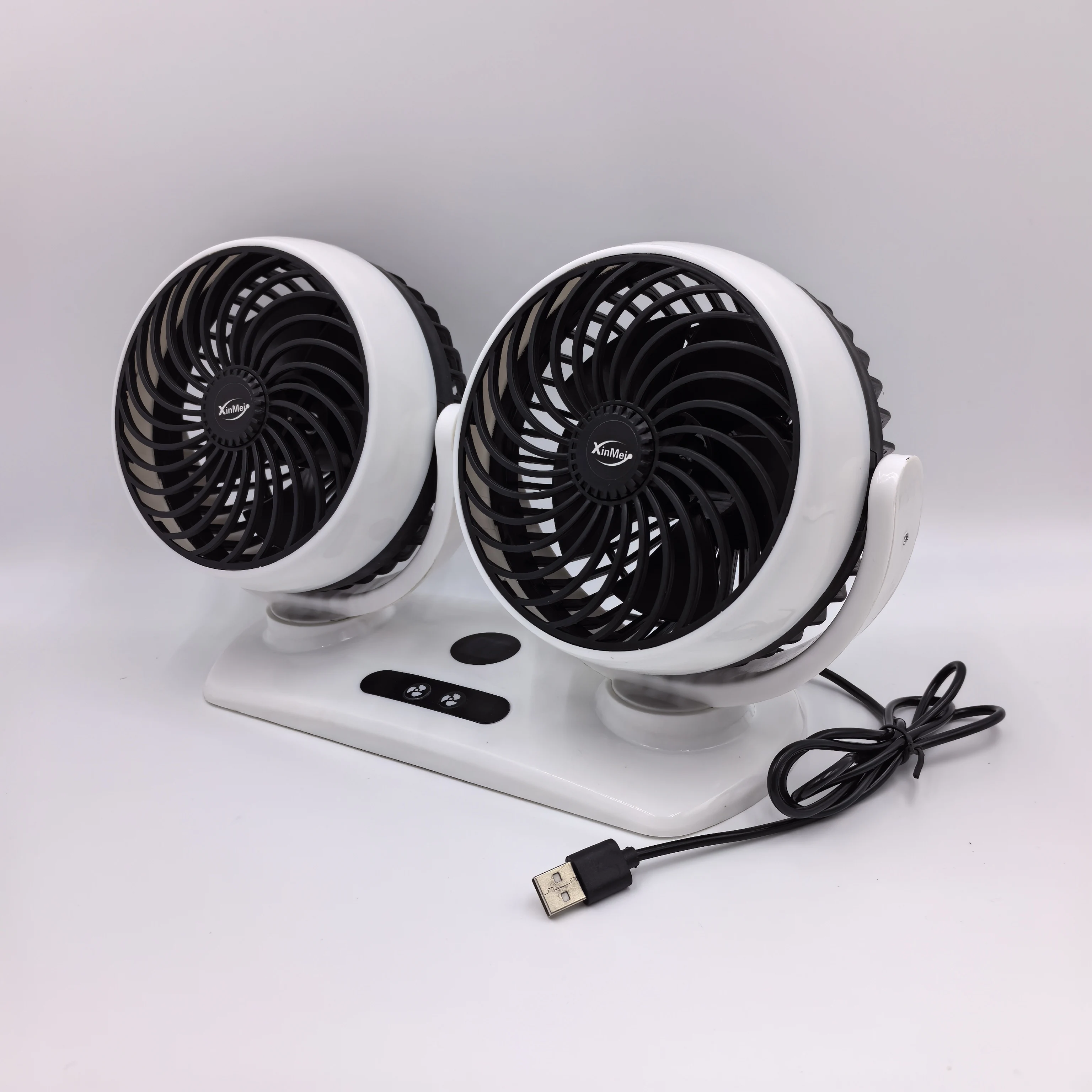 Регулируемый штормовой вентилятор Автомобильный Электрический с низким уровнем шума и 2 головками автомобильный вращением на 360 градусов