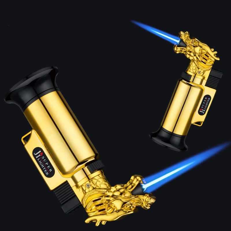 Custom Dragon Model Adjust Jet Flame Torch Lighter Windproof Butane Gas  Lighter for Cigar Cooking