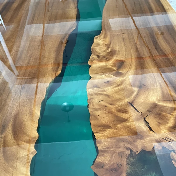 Classic Wooden Slab Customization Table Top Beryl Resin River Dining Table clear Epoxy Resin Table Top